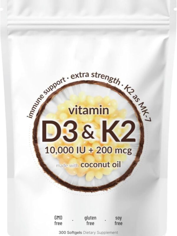 Vitaminas D3 & K2 Coconut Oil | 10000iu/200mcg . 180 Softgel - Imagen 4