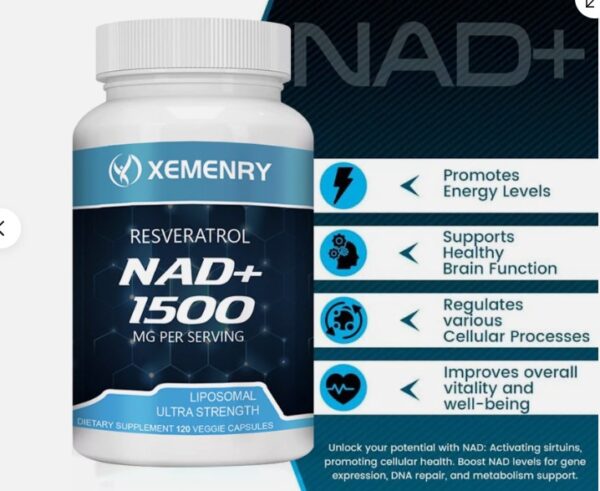 NAD+  1500 mg 120 capsulas - resveratrol. importado - Imagen 4