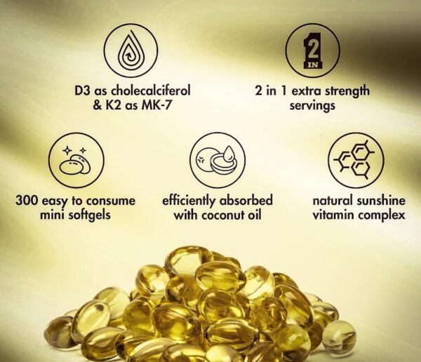 Vitaminas D3 & K2 Coconut Oil | 10000iu/200mcg . 180 Softgel - Imagen 2