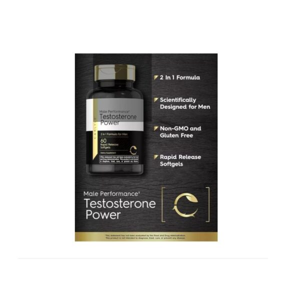 Testosterone Power Carlyle, Alta Performance Hombres, 60cap - Imagen 2