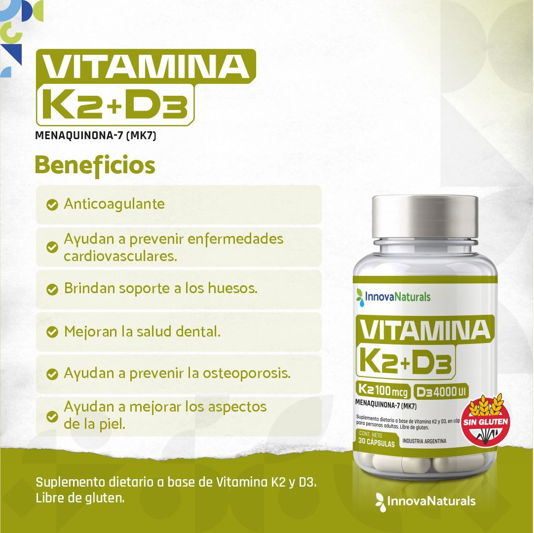 VITAMINA K2 + D3- 30 capsulas Innovanaturals - Imagen 3