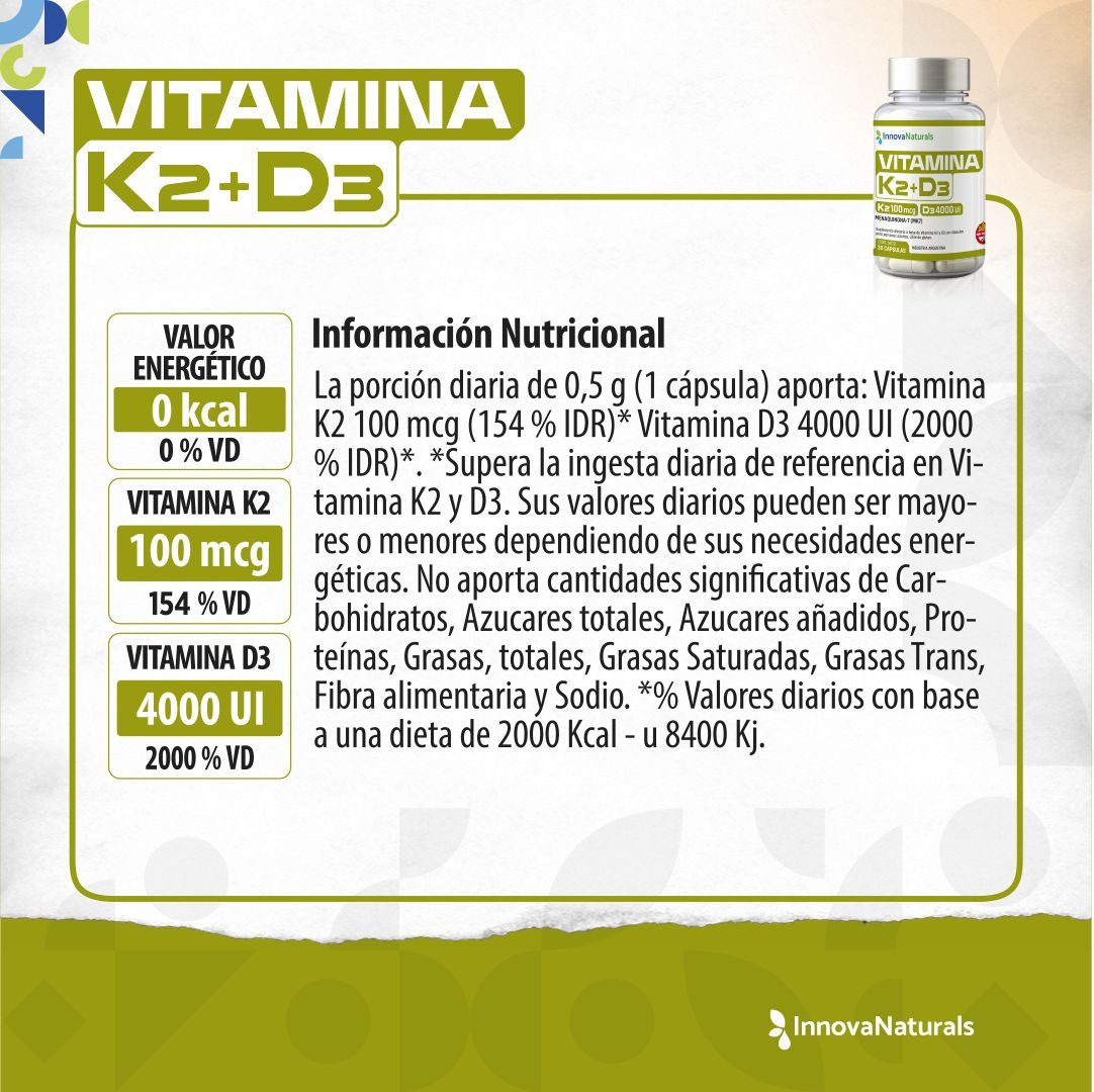 VITAMINA K2 + D3- 30 capsulas Innovanaturals - Imagen 2